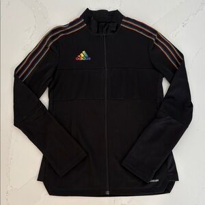 Adidas PRIDE - TIRO Track Soccer Jacket Zip Up Black Rainbow, size Small